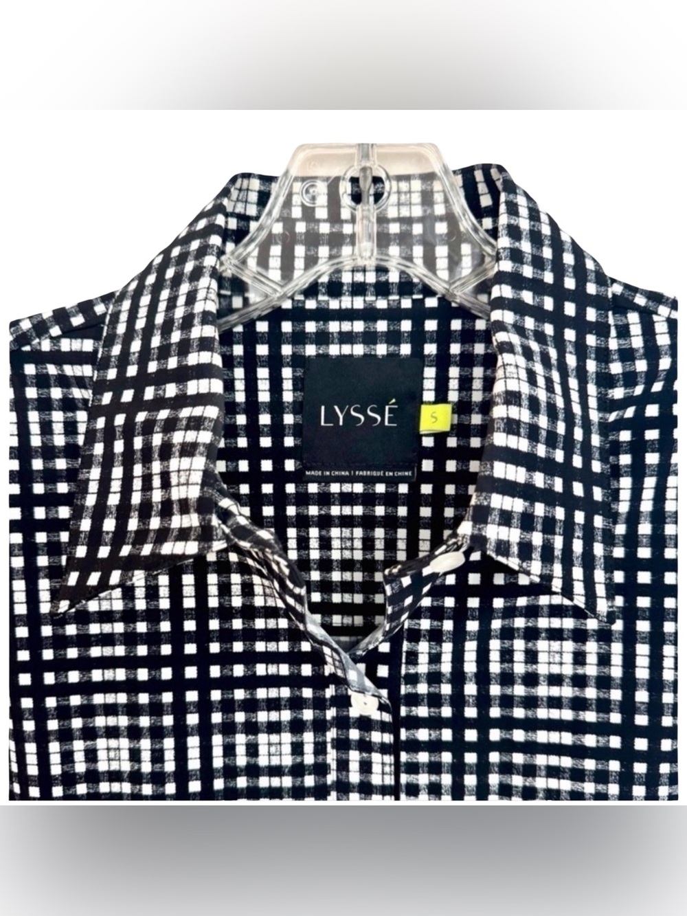 Lysse Women’s Button-Down Shirt. Black Plaid. Size Small - Picture 9 of 10